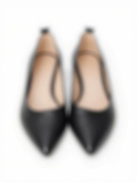 Théa Paris Black Ballet Flats — soft Italian leather, classic almond toe