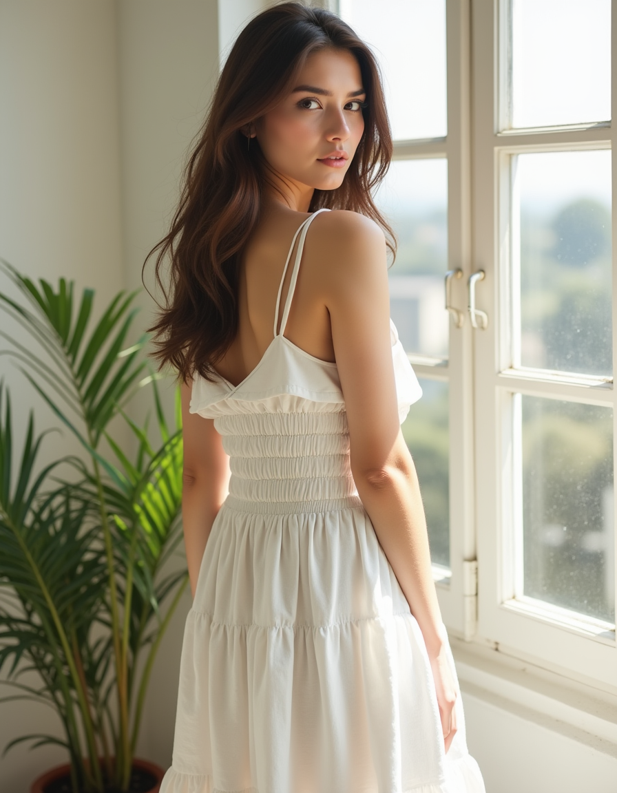 Théa Paris — linen sundress worn, lifestyle