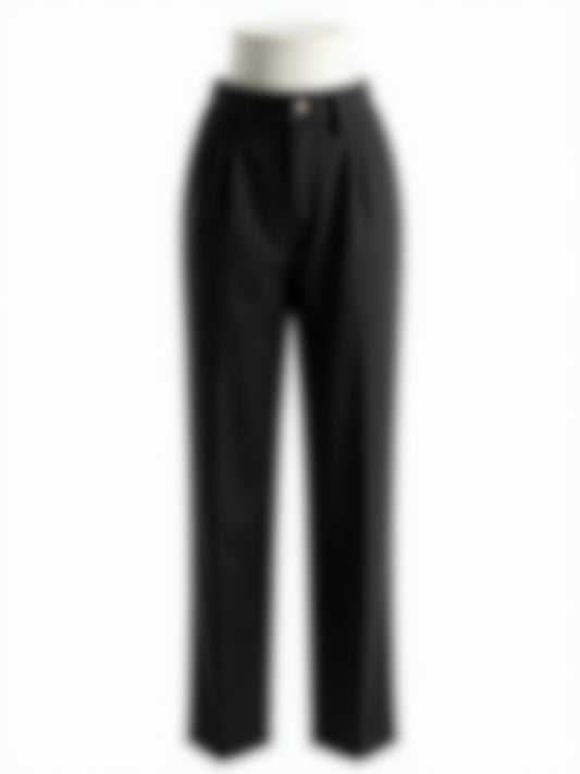 Théa Paris Straight-Cut Pants in black — Paris-designed, mid-weight twill