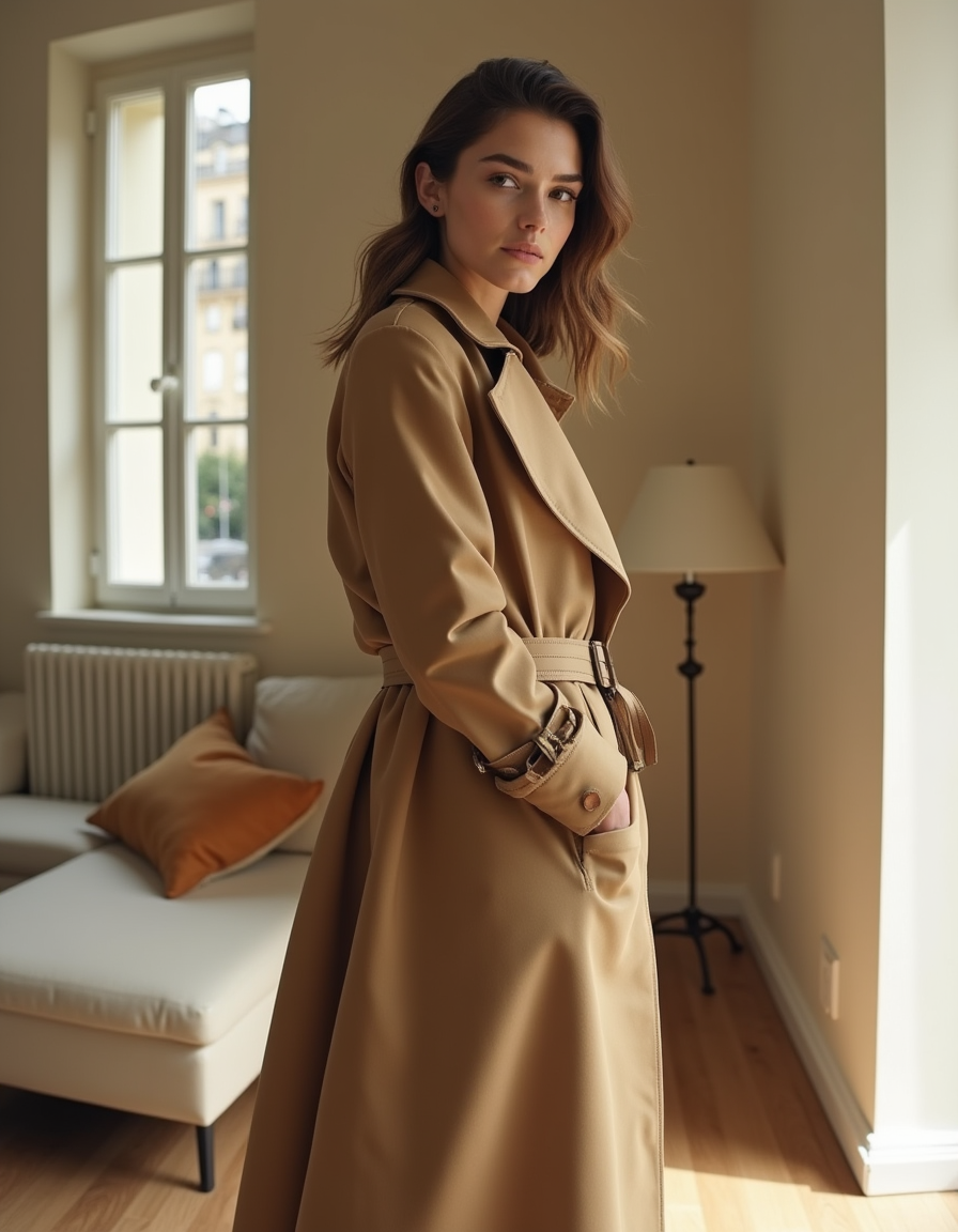 Théa Paris — trench coat worn, lifestyle